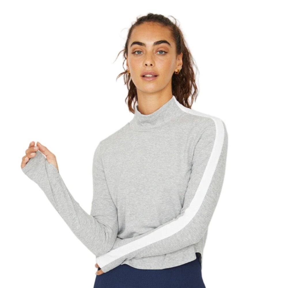 NEW Cream Yoga High Neck Long Sleeve Tee